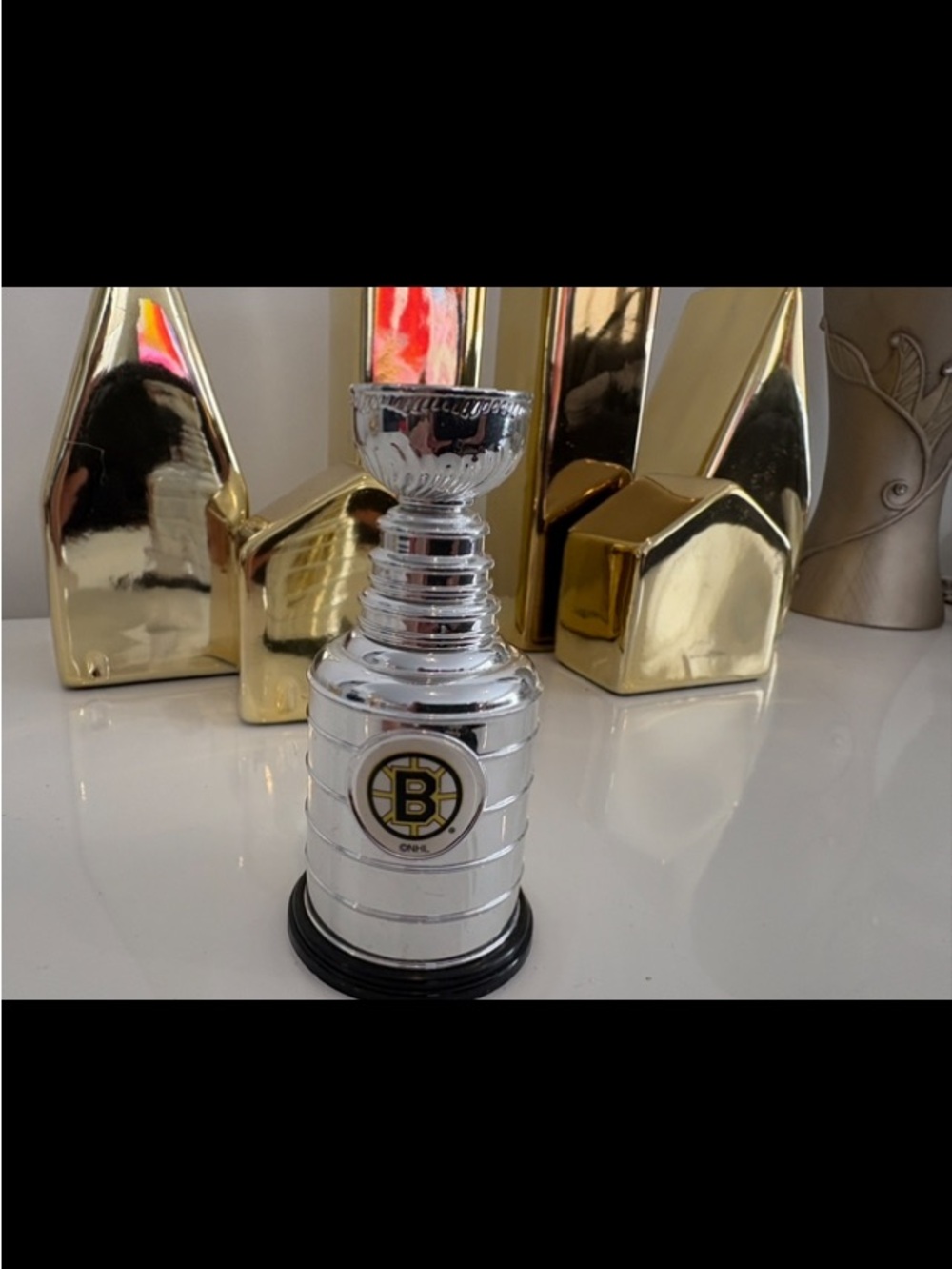 Boston Bruins Mini Stanley Cup Trophy - Silver and Black